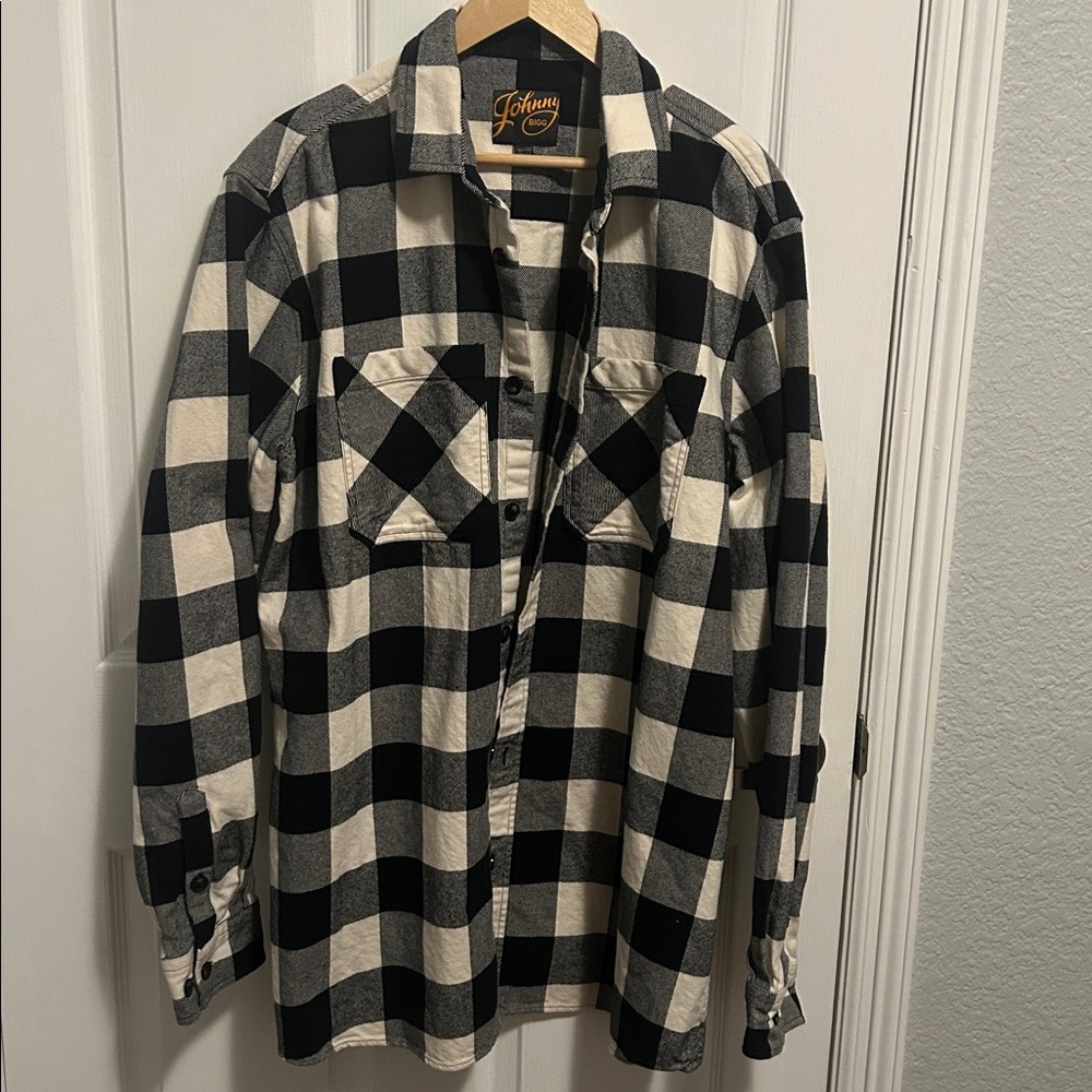 Johnny Bigg‎ Long Sleeve black and white Shirt Men’s flannel